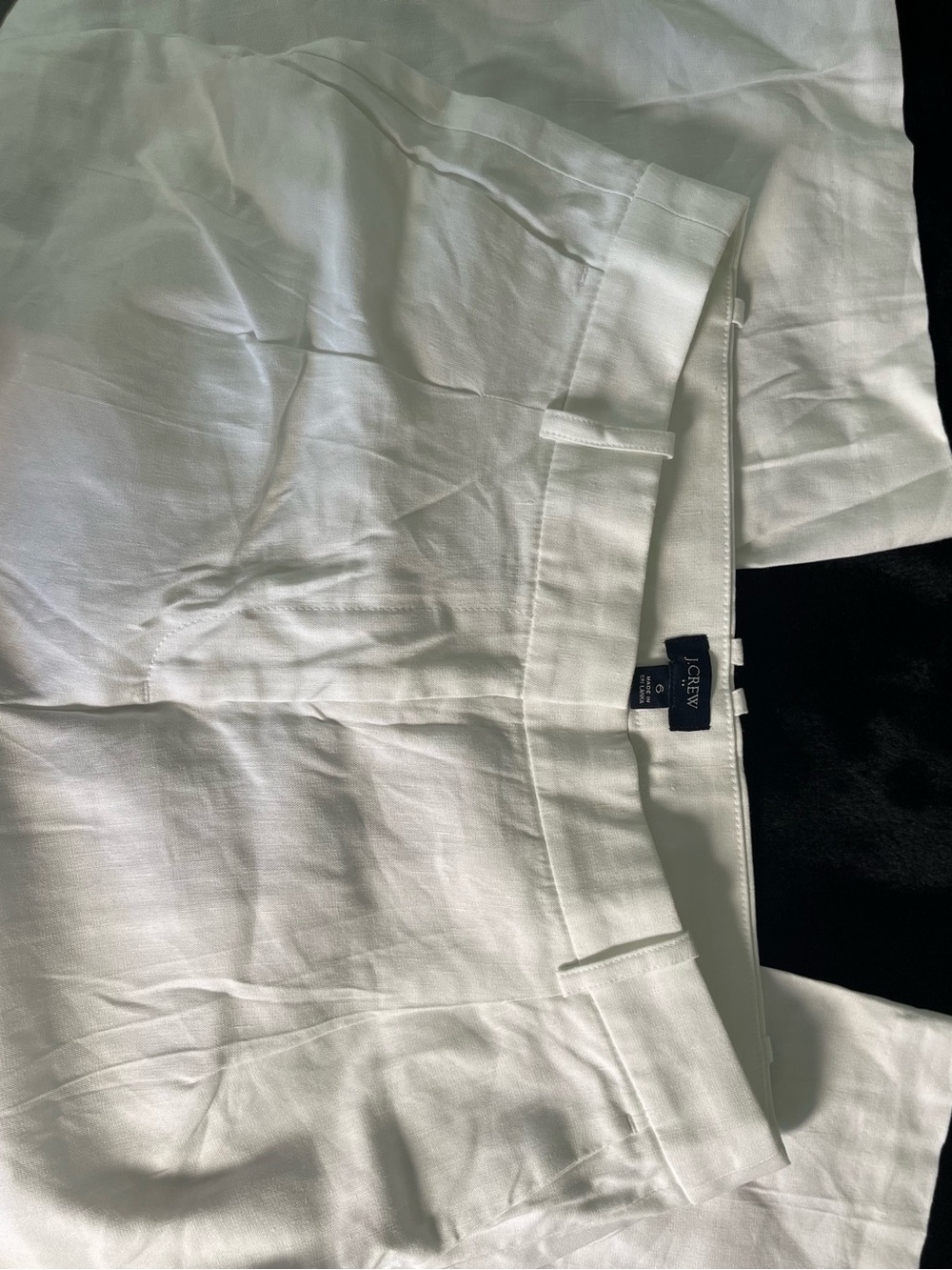 J. Crew Cream-White Linen Blend Trousers